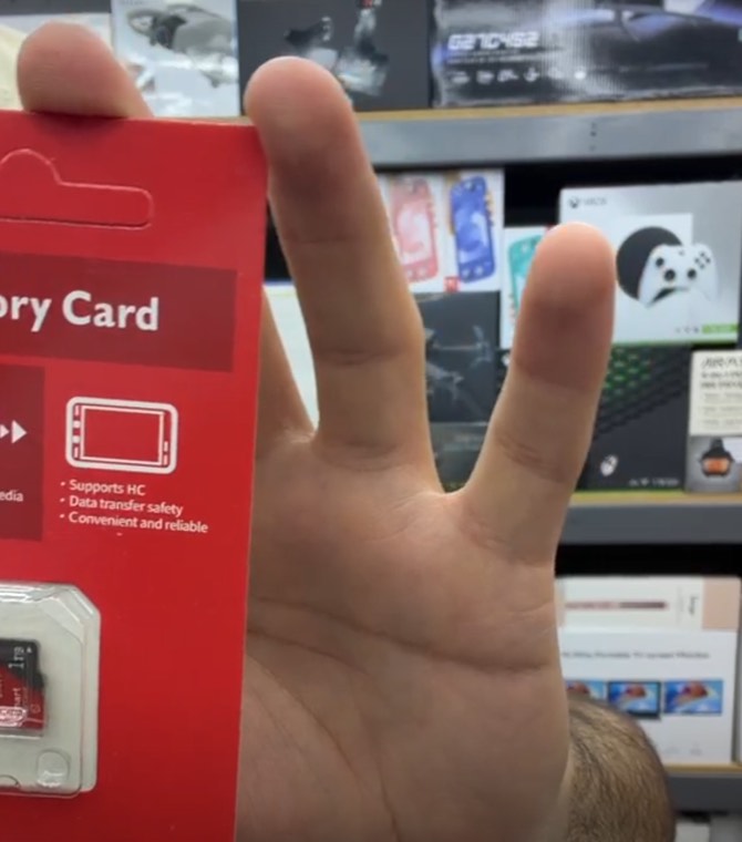 microsd memory card on red retail blister card
