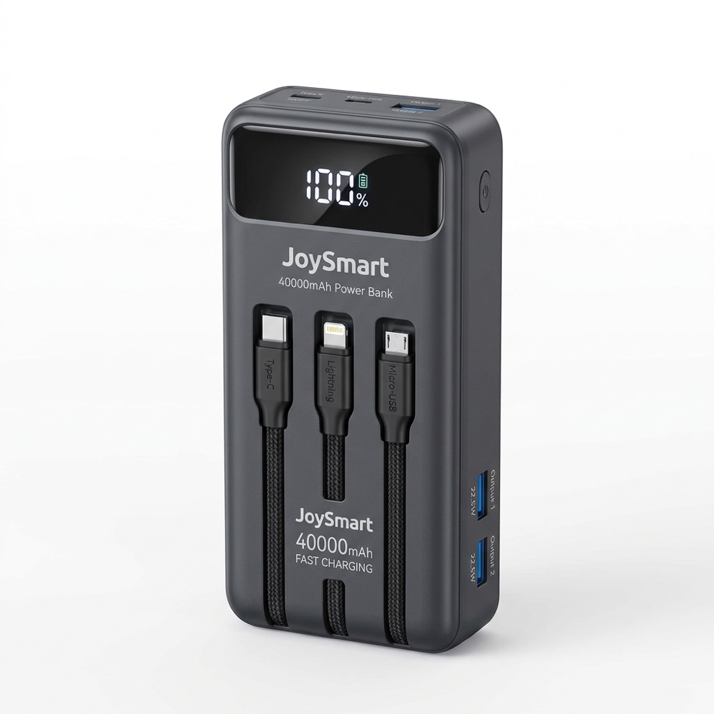 40000mah fast charging power bank with built-in cables